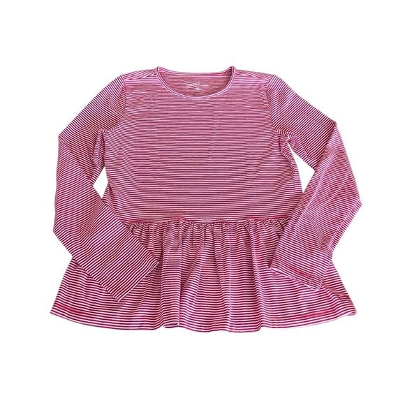 Vineyard Vines Girl’s Peplum Top, Red/White Stripe, Size M - Picture 1 of 7